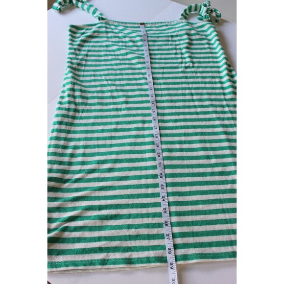J. Crew Striped Tie Shoulder Dress Size L Green & White Stripes 100% Cotton - Picture 12 of 12